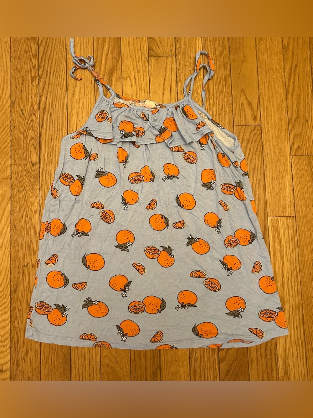 Forever 21 Kids Girls Citrus Orange Print Ruffle Tank Size 14